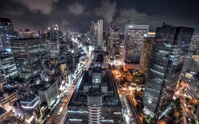 Osaka, Giappone, notte, metropoli