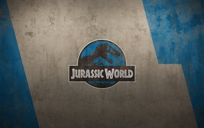 4k, Jurassic World, grunge, logo