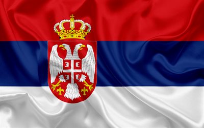 El serbio bandera, Serbia, bandera de seda, de Europa, de la bandera de Serbia