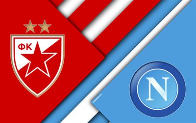 A estrela Vermelha vs SSC Napoli, 4k, design de material, cor abstra&#231;&#227;o, logotipos, promo, UEFA Champions League, partida de futebol, Napoli FC, Europa