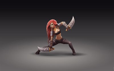 Katarina, arte 3D, MOBA, guerrero, de la Liga de Leyendas