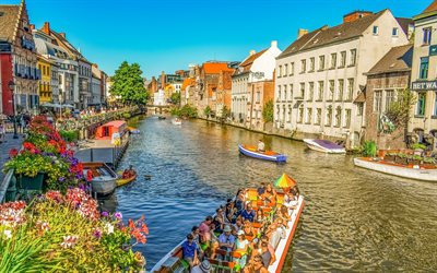 Gand, estate, canada, turismo, viaggi, Belgio, architettura urbana