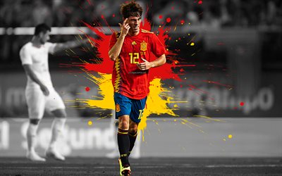 Alvaro Odriozola, 4k, Spain national football team, art, splashes of paint, grunge art, Spanish footballer, creative art, Spain, football