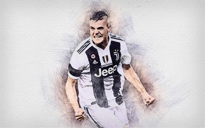 Andrea Favilli, 4k, konstverk, Italienska fotbollsspelare, Juventus, Serie A, Favilli, fotboll, Juve, ritning Favilli