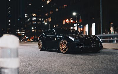 Ferrari FF, tuning, 2018 cars, black FF, street, sportscars, Ferrari