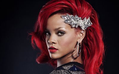 Rihanna, 4k, ritratto, viso, cantante, photoshoot, capelli rossi, American star, USA, Robyn Rihanna Fenty