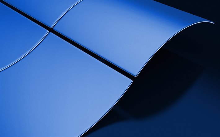 Logotipo azul do Windows, logotipo 3D, Windows, papel de parede azul do Windows, arte 3D criativa, logotipo do Windows
