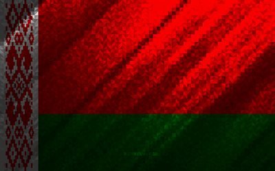Flag of Belarus, multicolored abstraction, Belarus mosaic flag, Europe, Belarus, mosaic art, Belarus flag