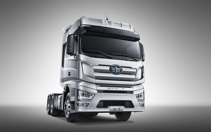FAW Jiefang J7, 2020, chinese truck, new silver Jiefang J7, front view, exterior, FAW