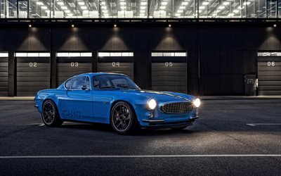 Volvo P1800 Cyan, 2020, 4k, front view, blue coupe, new blue P1800 Cyan, racing cars, Swedish cars, Volvo