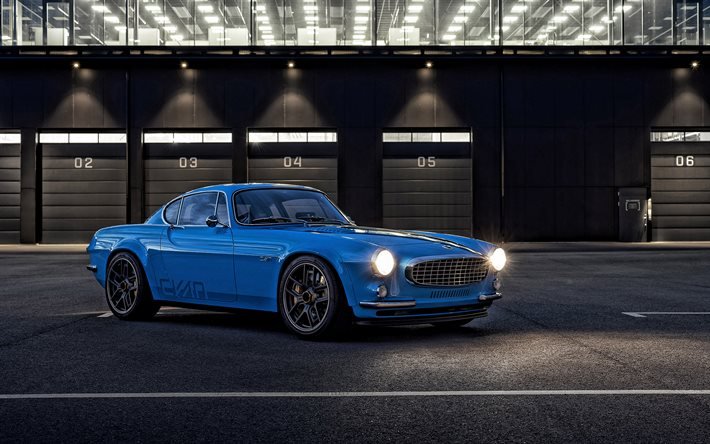 Volvo P1800 ciano, 2020, 4k, vista frontale, coup&#233; blu, nuovo blu P1800 ciano, auto da corsa, auto svedesi, Volvo