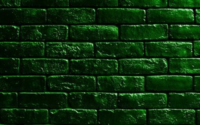 green brickwall, 4k, green bricks, bricks textures, brick wall, bricks background, green stone background, identical bricks, bricks, green bricks background
