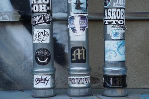 3 Gray Pipes With Stickers