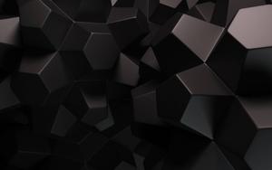 3D Black Hexagons black wallpaper