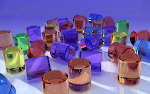 3D Colorful Transparent Cylinders Wallpaper