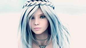 3D Girl With Blue Hair  Wallpaper