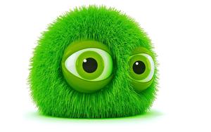 3D Green Cartoon Ball With Big Eyes  Wallpaper