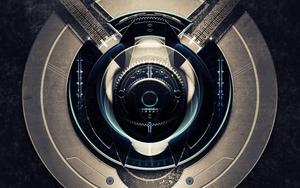 3D Hi-tech Knob On Wall  Wallpaper