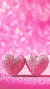 3d Iphone Pink Glittered Hearts 3d iphone wallpaper