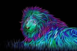 3D Neon Lion  Wallpaper