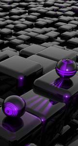 3D Phone Black And Purple Tiles 3d phone wallpaper