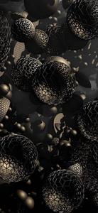 3D Phone Black Gold Hollow Balls 3d phone wallpaper