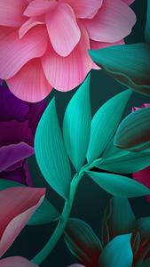 3D Phone Pink Petals And Green Leaves 3d phone wallpaper