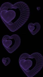 3D Phone Purple Hearts Dark Theme 3d phone wallpaper