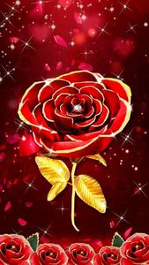 3D Phone Red Rose With Gold Accents 3d phone wallpaper