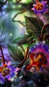 3D Phone Surreal Flowers And Leaves 3d phone wallpaper