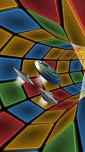 3D Phone UFOs In Colorful Tiles Tunnel 3d phone wallpaper