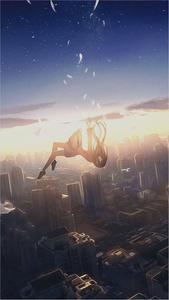 4K Anime IPhone Falling City Girl 4k anime iphone wallpaper
