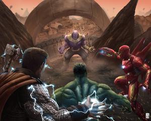 4K Avengers Fighting Thanos 4k avengers wallpaper