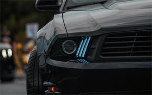4K Blue Car Lights Wallpaper