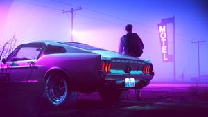 4K Car Parked Near Motel Wallpaper