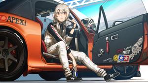4K Car With Anime Driver Wallpaper