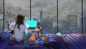 4K Laptop Stormy Night On Bed 4k laptop wallpaper