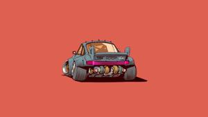 4K Minimalist Broken Car Wallpaper