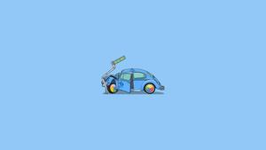 4K Minimalist Car Crashing On Street Sign Wallpaper