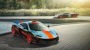 4K Orange And Silver Car By Water Wallpaper