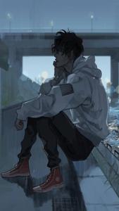 4K Phone Background Anime Boy On Ledge 4k phone wallpaper