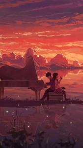 4K Phone Background Anime Couple On Piano 4k phone wallpaper
