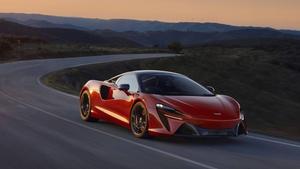 4K Red Car Speeding At Sunset Wallpaper