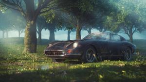 4K Vintage Car In Forest Wallpaper