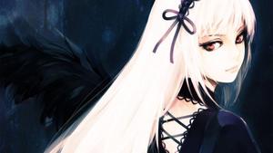 A beautiful anime girl with long white hair. anime girl wallpaper
