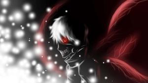 a black and white anime character with red wings tokyo ghoul wallpaper