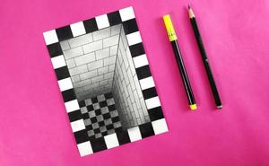 a black and white drawing of a room with a pencil Wallpaper