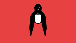 a black and white image of a penguin on a red background gorilla tag wallpaper