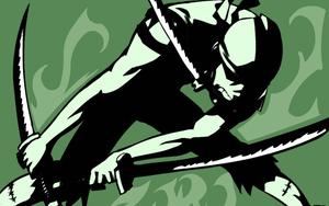 A Black silhouette of Zoro, the sword-wielding warrior, ready to take on all challenges. zoro wallpaper
