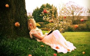A Blonde Girl Enjoying Spring girl wallpaper